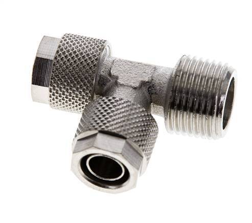 10x8 & R3/8'' Nickel Plated Brass Right Angle Tee Push-on Fitting with Male Threads