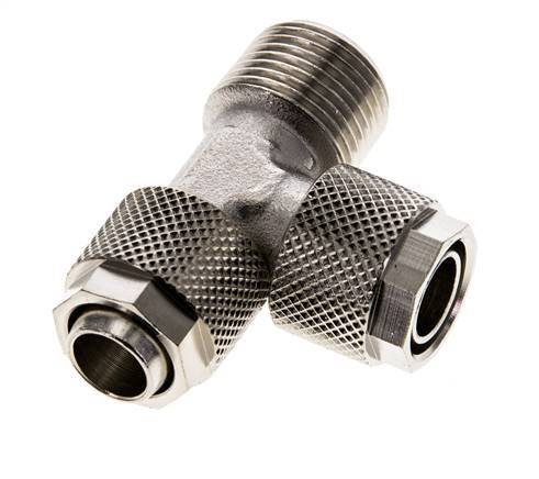 12x10 & R3/8'' Nickel Plated Brass Right Angle Tee Push-on Fitting with Male Threads