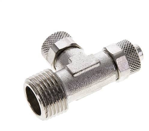 10x8 & R1/2'' Nickel Plated Brass Right Angle Tee Push-on Fitting with Male Threads