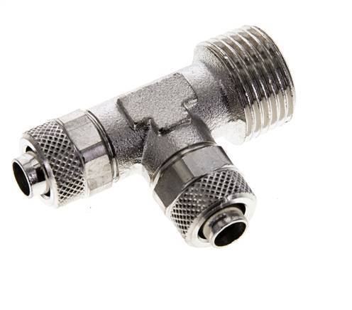 10x8 & R1/2'' Nickel Plated Brass Right Angle Tee Push-on Fitting with Male Threads