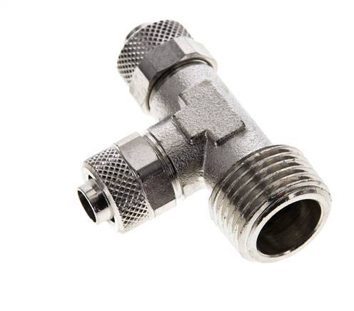 10x8 & R1/2'' Nickel Plated Brass Right Angle Tee Push-on Fitting with Male Threads