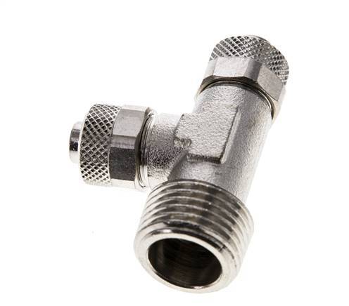 10x8 & R1/2'' Nickel Plated Brass Right Angle Tee Push-on Fitting with Male Threads