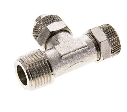 12x10 & R1/2'' Nickel Plated Brass Right Angle Tee Push-on Fitting with Male Threads