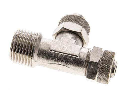 12x10 & R1/2'' Nickel Plated Brass Right Angle Tee Push-on Fitting with Male Threads