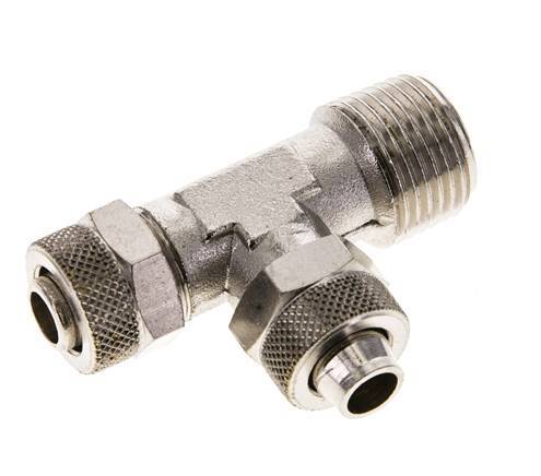 12x10 & R1/2'' Nickel Plated Brass Right Angle Tee Push-on Fitting with Male Threads