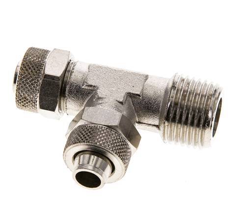 12x10 & R1/2'' Nickel Plated Brass Right Angle Tee Push-on Fitting with Male Threads