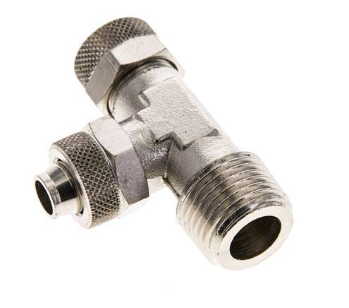 12x10 & R1/2'' Nickel Plated Brass Right Angle Tee Push-on Fitting with Male Threads