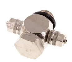 4.3x3 & G1/8'' Nickel plated Brass Banjo Tee Push-on Fitting with O-ring [10 Pieces]