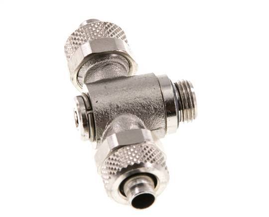 8x6 & G1/8'' Nickel plated Brass Tee Push-on Fitting with Male Threads Rotatable Inner Hexagon