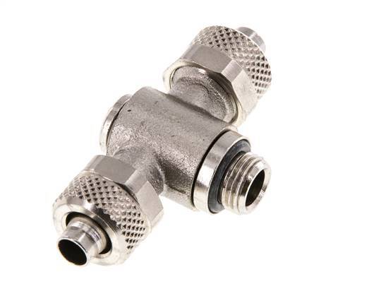 8x6 & G1/8'' Nickel plated Brass Tee Push-on Fitting with Male Threads Rotatable Inner Hexagon