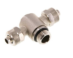 8x6 & G1/4'' Nickel plated Brass Tee Push-on Fitting with Male Threads Rotatable Inner Hexagon