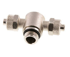 8x6 & G1/4'' Nickel plated Brass Tee Push-on Fitting with Male Threads Rotatable Inner Hexagon