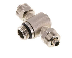 8x6 & G1/4'' Nickel plated Brass Tee Push-on Fitting with Male Threads Rotatable Inner Hexagon