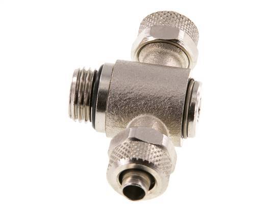 8x6 & G1/4'' Nickel plated Brass Tee Push-on Fitting with Male Threads Rotatable Inner Hexagon
