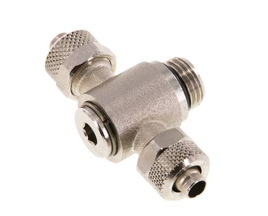 8x6 & G1/4'' Nickel plated Brass Tee Push-on Fitting with Male Threads Rotatable Inner Hexagon