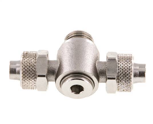 10x8 & G1/4'' Nickel plated Brass Tee Push-on Fitting with Male Threads Rotatable Inner Hexagon