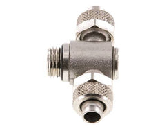 10x8 & G1/4'' Nickel plated Brass Tee Push-on Fitting with Male Threads Rotatable Inner Hexagon