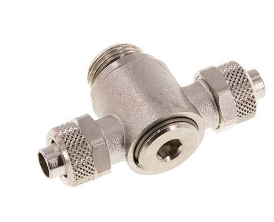 10x8 & G3/8'' Nickel plated Brass Tee Push-on Fitting with Male Threads Rotatable Inner Hexagon