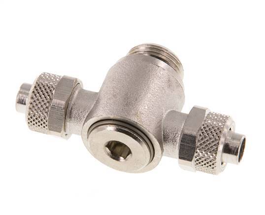 10x8 & G3/8'' Nickel plated Brass Tee Push-on Fitting with Male Threads Rotatable Inner Hexagon