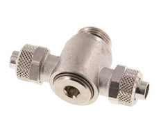 10x8 & G3/8'' Nickel plated Brass Tee Push-on Fitting with Male Threads Rotatable Inner Hexagon