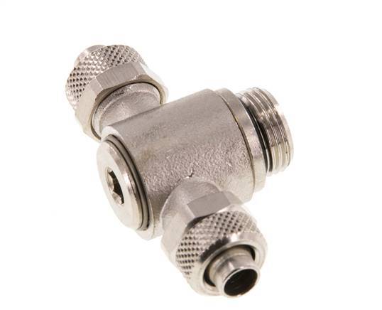 10x8 & G3/8'' Nickel plated Brass Tee Push-on Fitting with Male Threads Rotatable Inner Hexagon