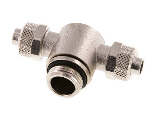 10x8 & G3/8'' Nickel plated Brass Tee Push-on Fitting with Male Threads Rotatable Inner Hexagon
