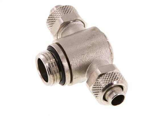 10x8 & G3/8'' Nickel plated Brass Tee Push-on Fitting with Male Threads Rotatable Inner Hexagon