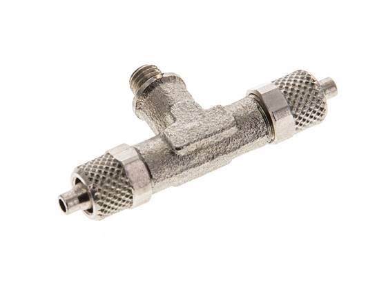 5x3 & M5 Nickel plated Brass Tee Push-on Fitting with Male Threads [2 Pieces]
