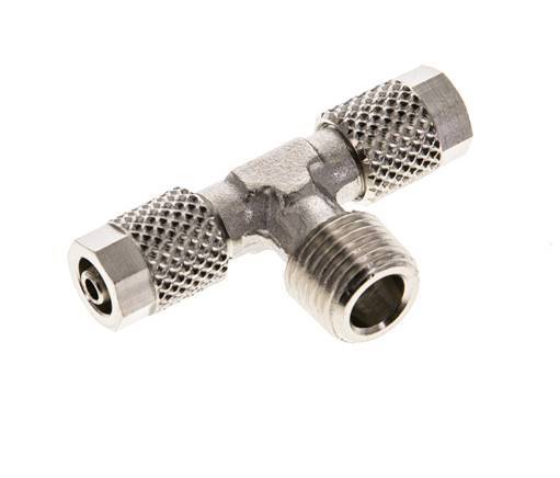 5x3 & R1/8'' Nickel plated Brass Tee Push-on Fitting with Male Threads [2 Pieces]