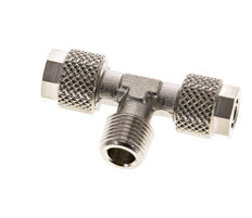 6x4 & R1/8'' Nickel plated Brass Tee Push-on Fitting with Male Threads [2 Pieces]