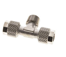 6x4 & R1/8'' Nickel plated Brass Tee Push-on Fitting with Male Threads [2 Pieces]