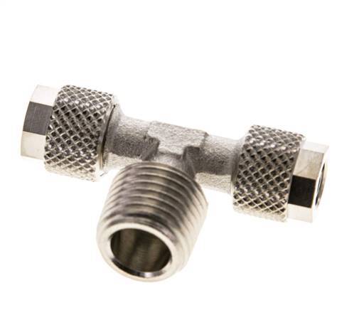 6x4 & R1/4'' Nickel plated Brass Tee Push-on Fitting with Male Threads [2 Pieces]