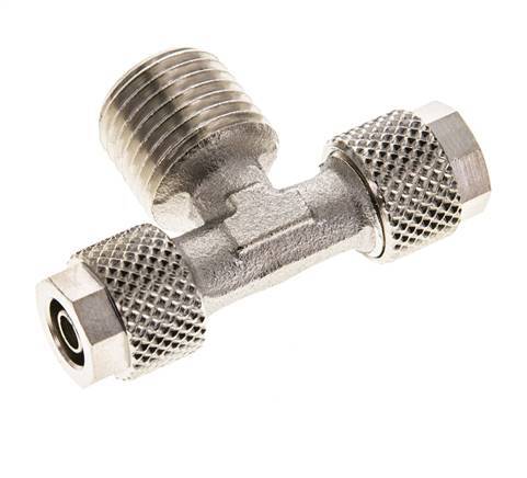 6x4 & R1/4'' Nickel plated Brass Tee Push-on Fitting with Male Threads [2 Pieces]