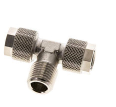 10x8 & R1/4'' Nickel plated Brass Tee Push-on Fitting with Male Threads [2 Pieces]