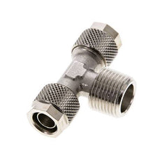 10x8 & R3/8'' Nickel plated Brass Tee Push-on Fitting with Male Threads [2 Pieces]