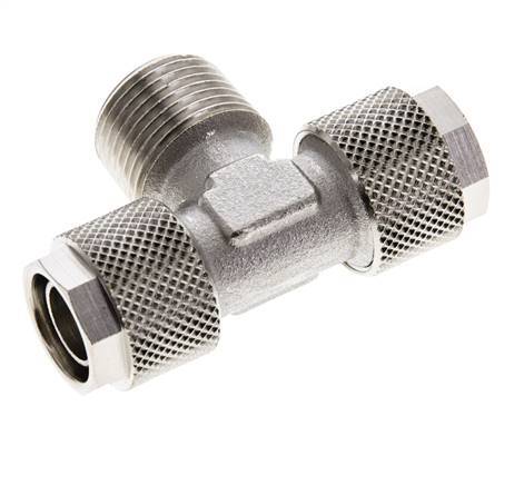 12x10 & R3/8'' Nickel plated Brass Tee Push-on Fitting with Male Threads