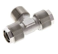 12x10 & R3/8'' Nickel plated Brass Tee Push-on Fitting with Male Threads