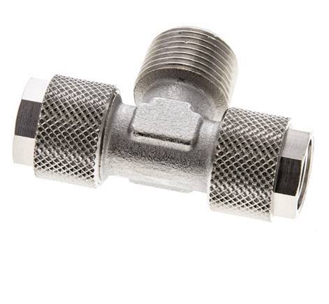 12x10 & R3/8'' Nickel plated Brass Tee Push-on Fitting with Male Threads