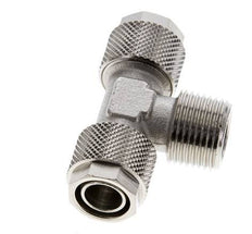 12x10 & R3/8'' Nickel plated Brass Tee Push-on Fitting with Male Threads