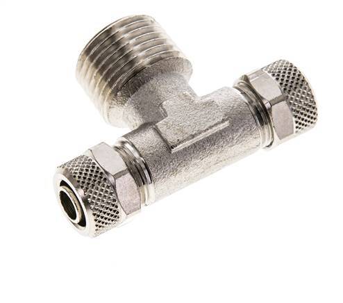 10x8 & R1/2'' Nickel plated Brass Tee Push-on Fitting with Male Threads