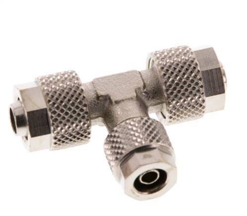 8x6 & 6x4 Nickel plated Brass Tee Push-on Fitting [2 Pieces]