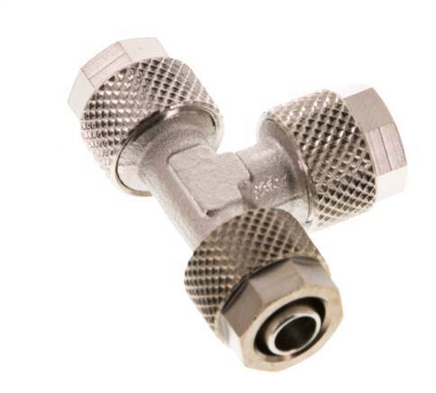 8x6 Nickel plated Brass Tee Push-on Fitting [2 Pieces]