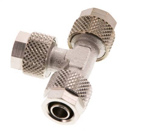 8x6 Nickel plated Brass Tee Push-on Fitting [2 Pieces]