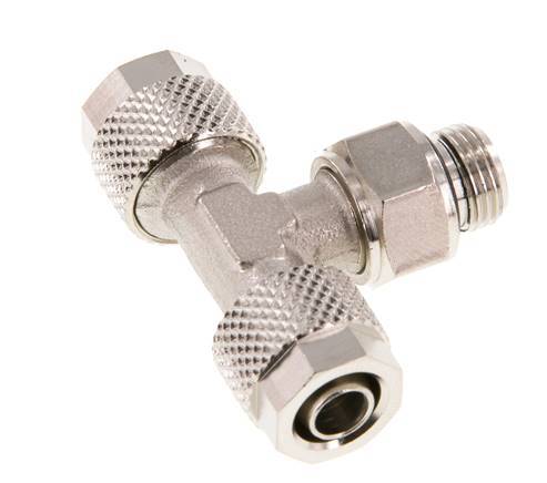 8x6 & G1/8'' Nickel plated Brass Tee Push-on Fitting with Male Threads Rotatable [2 Pieces]