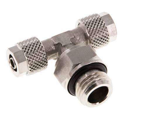 6x4 & G1/4'' Nickel plated Brass Tee Push-on Fitting with Male Threads Rotatable [2 Pieces]