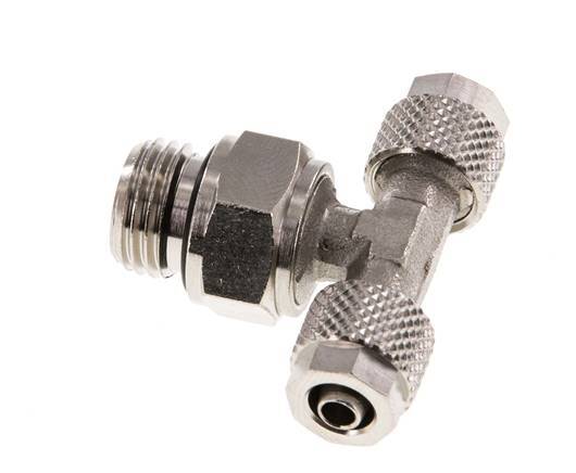 6x4 & G1/4'' Nickel plated Brass Tee Push-on Fitting with Male Threads Rotatable [2 Pieces]