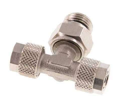 8x6 & G1/4'' Nickel plated Brass Tee Push-on Fitting with Male Threads Rotatable