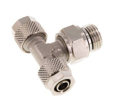 8x6 & G1/4'' Nickel plated Brass Tee Push-on Fitting with Male Threads Rotatable
