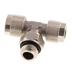 10x8 & G1/4'' Nickel plated Brass Tee Push-on Fitting with Male Threads Rotatable