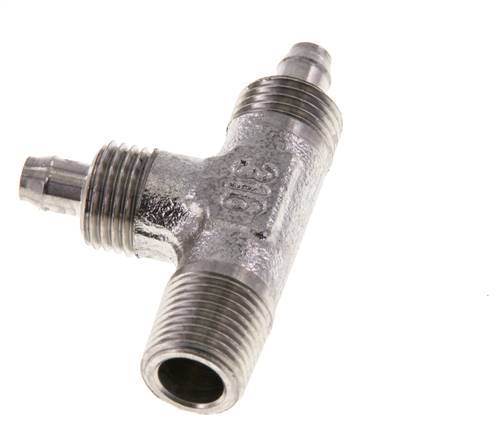 6x4 & R1/8'' Stainless Steel 1.4305 Right Angle Tee Push-on Fitting with Male Threads